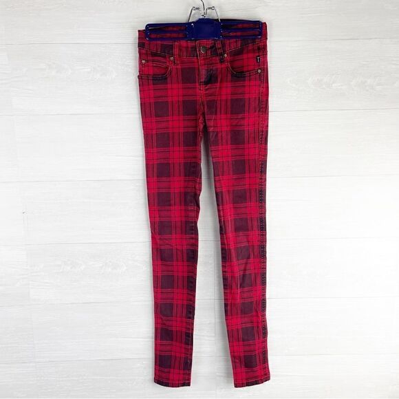 Tripp NYC Daang Goodman Plaid Mid Rise Skinny Pants - Picture 2 of 7